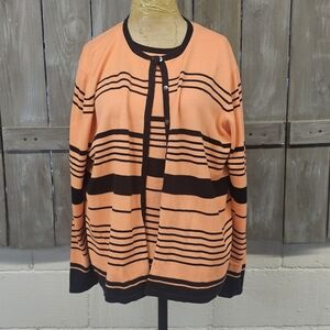 Liz Baker Short Sleeve Sweater With Matching Cardigan Size Xl 2 Piece Salmon Bla
